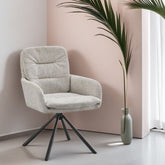 Hectarul - Scaun living rotativ bej din textil si metal Donna